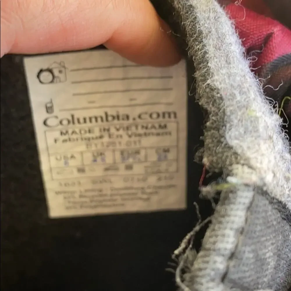 Columbia powder bug pink black snow boot size 5 youth plaid print waterproof